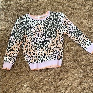 Veronica Beard Pastel Leopard Crewneck Sweater in Peach, Lavender & Black